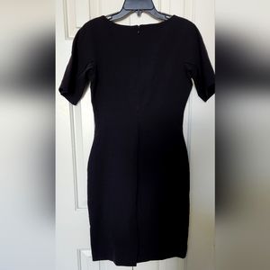 Ann Taylor Womens Short Sleeve Ponte  Midi Sheath Dress Black